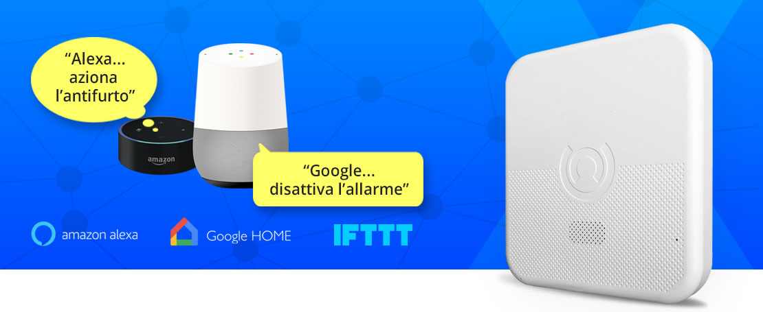 Antifurto compatibile con Alexa, Google Home e IFTTT