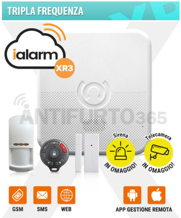 Kit iALARM XR3, Tripla Frequenza WIFI INTERNET+gsm+sms