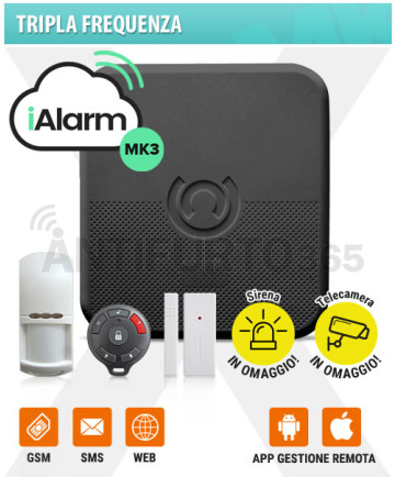 Kit iALARM MK3, Tripla Frequenza WIFI INTERNET+gsm+sms