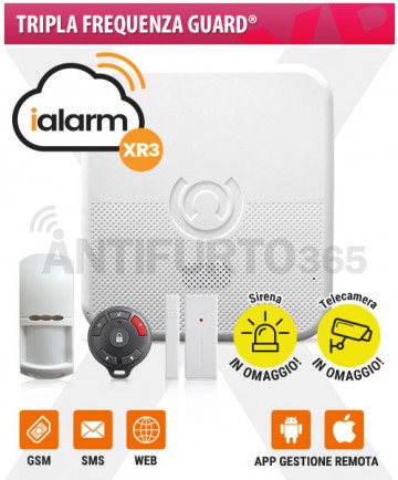 Kit iALARM XR3, Tripla Frequenza Guard® WIFI INTERNET+gsm+sms