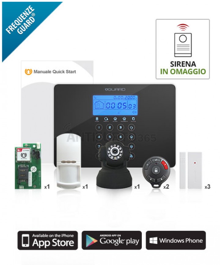 Kit con videosorveglianza V‐SENTINEL 3 APP Kit ‐ Multi Frequenza