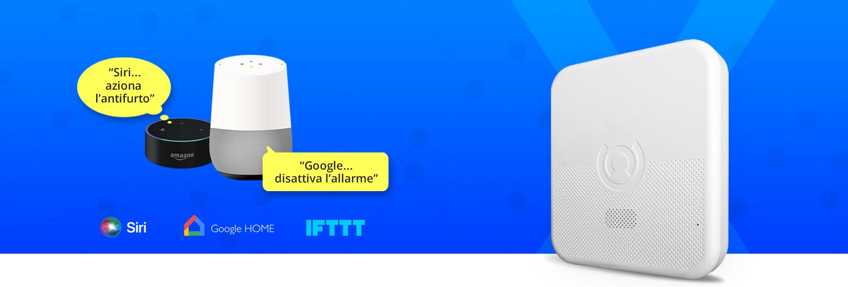 Antifurto compatibile con Alexa, Google Home e IFTTT